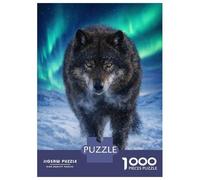 Puzzles De 1000 Pièces pour Adolescents Wolf Under The Aurora Borealis Puzzles pour Adultes, Jeu Familial, Assemblage De Motifs, Cadeaux d'anniversaire Uniques 70x50cm/1000pcs