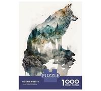 Puzzles De 1000 Pièces pour Adolescents Wolf Watercolors Puzzle Adulte Jeu Manuel Améliore La Mémoire Réduit Le Stress Cadeaux 38x26cm/1000pcs
