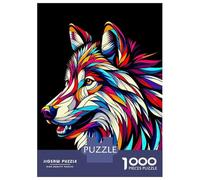 Puzzles De 1000 Pièces pour Adolescents Wolf WPAP Colorful Puzzle Jeux Relaxants Décoration Murale Cadeaux pour Les Amis Et La Famille 38x26cm/1000pcs