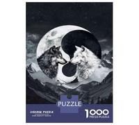 Puzzles De 1000 Pièces pour Adolescents Wolf Yin Yang Art Print Puzzle pour Adolescents Améliore La Mémoire Chaque Pièce Est Unique - Cadeau d'anniversaire Unique 38x26cm/1000pcs