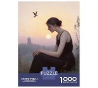 Puzzles De 1000 Pièces pour Adolescents Woman in Black Dress at Sunset Puzzles pour Adolescents, Jouets À Monter Soi-même, Analyse Et Logique, Cadeau d'anniversaire Ou De Noël 70x50cm/1000pcs