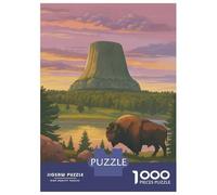 Puzzles De 1000 Pièces pour Adolescents Wyoming Retro Landscape Puzzles pour Adultes - Jeu Difficile Et Stimulant À Terminer 52x38cm/1000pcs