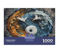 Puzzles De 1000 Pièces pour Adolescents Yin Yang Birds Art Print Puzzle Adulte Jeu Manuel Défi Difficile Cadeaux pour Amis Et Famille 52x38cm/1000pcs