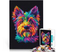 Puzzles de 1000 pièces pour Adolescents Yorkshire Terrier Arc-en-Ciel Jeu Pratique avec des pièces de Formes aléatoires entièrement imbriquées 50x70cm