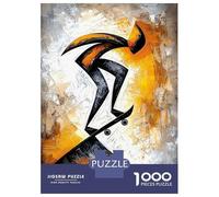 Puzzles De 1000 Pièces pour Adultes Abstract Cubist Skateboarder in Action on The Ramp Art Puzzle pour Adultes Jeu Pratique, Analyse Et Logique Jeu Stimulant Cadeaux 52x38cm/1000pcs