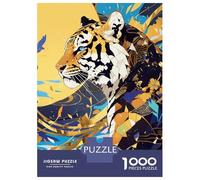 Puzzles De 1000 Pièces pour Adultes Abstract Tiger Art with Geometric Patterns Puzzle Jeux De Famille Difficile Difficile Cadeaux Uniques pour Anniversaire Et Noël 70x50cm/1000pcs