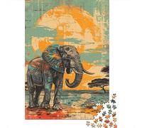 Puzzles De 1000 Pièces pour Adultes African Elephant Art Print-6 Puzzles pour Adolescents Activités Familiales Défi Éducatif Jeu Éducatif Jouet De Défi 38x26cm/1000pcs