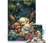 Puzzles de 1000 pièces pour Adultes Animaux endormis dans Une forêt Analyse et logique Jeu éducatif pour Anniversaire, Noël 38x26cm