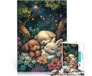 Puzzles de 1000 pièces pour Adultes Animaux endormis dans Une forêt Analyse et logique Jeu éducatif pour Anniversaire, Noël 38x26cm