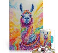 Puzzles de 1000 pièces pour Adultes Aquarelle de Lama Arc-en-Ciel Jeu intellectuel Jouet Renforcer l'amour Entre Les Couples 38x26cm