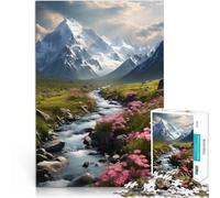 Puzzles de 1000 pièces pour Adultes Art des Montagnes printanières Fabriqué en Carton Convient aux Personnes âgées de 14 Ans et Plus Jeux de détente Améliorer l'amour Entre Les Couples。Taille:26x38cm