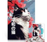 Puzzles de 1000 pièces pour Adultes Art du Chat Zen Japonais de la Paix Jeu intellectuel Convient pour la décoration de Bureau 52x38cm
