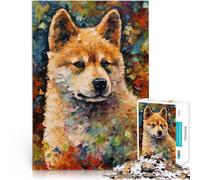 Puzzles de 1000 pièces pour Adultes Art du Chiot Akita Jouets de Jeu pour Cadeau Familial Cadeaux du Père Noël Secret 52x38cm