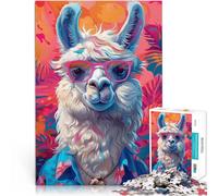 Puzzles de 1000 pièces pour Adultes Art du Lama alpaga Jeu Familial Anti-Stress Défi Difficile Jeu de défi Unique 75x50cm