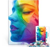 Puzzles de 1000 pièces pour Adultes Art du Visage Arc-en-Ciel Jouets de Divertissement Familial Idées Cadeaux 52x38cm
