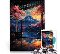 Puzzles de 1000 pièces pour Adultes Art Japonais du Coucher de Soleil Sakura Jeu Stimulant Cadeau d'œuvre d'art 75x50cm