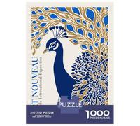 Puzzles De 1000 Pièces pour Adultes Art Nouveau Peacock Puzzles pour Adultes - Anti-Stress - Difficile Et Stimulant - Amusant en Famille Et Soirée Jeux 38x26cm/1000pcs