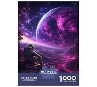 Puzzles De 1000 Pièces pour Adultes Astronaut Gazing at Alien Planet Puzzles pour Adolescents Jeu Familial Améliore La Mémoire Difficile Et Stimulant 38x26cm/1000pcs