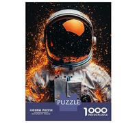 Puzzles De 1000 Pièces pour Adultes Astronaut in Space Suit with Fire Puzzle Adulte, Jeu De Réflexion, Cadeau d'anniversaire, Cadeaux Uniques 52x38cm/1000pcs