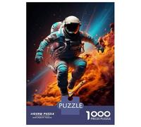 Puzzles De 1000 Pièces pour Adultes Astronaut Skateboarding in Space Puzzle Jeu Familial Décoration Murale Cadeaux Uniques pour Anniversaire Et Noël 52x38cm/1000pcs