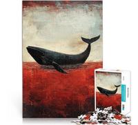 Puzzles de 1000 pièces pour Adultes Baleine dans l'eau Rouge Jouets de Jeu pour Cadeau Familial Jeu de défi Unique 52x38cm