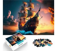 Puzzles de 1000 pièces pour Adultes Bateau Pirate Fait de Papier,pour Les 14 Ans et Plus Jouet de défi Améliorer l'amour Entre Les Couples。Taille:26x38cm/10.24x14.96pouce