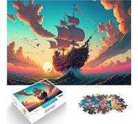 Puzzles de 1000 pièces pour Adultes Bateau Pirate Séjour Anti-Stress pour Tuer Le Temps Car C'est Un pour Toute la Famille 38x26cm