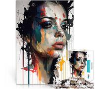 Puzzles de 1000 pièces pour Adultes Beauté féminine aux Gouttes de Peinture Jeu Pratique Offrir en Cadeau à Toute la Famille 38x26cm