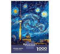 Puzzles De 1000 Pièces pour Adultes Berlin Starry Night Cityscape Puzzle pour Adolescents Découpe De Précision Interaction Parent-Enfant Cadeaux Anti-Stress 38x26cm/1000pcs