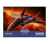 Puzzles De 1000 Pièces pour Adultes Black Fighter Jet in Fiery Sky Puzzle pour Adultes Jouets Anti-Stress Cadeaux pour Femmes Interaction Parent-Enfant 52x38cm/1000pcs