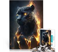 Puzzles de 1000 pièces pour Adultes Black Panther Fantasy Fire Jouet éducatif intellectuel décompressant décoration Murale 38x52cm