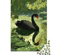 Puzzles De 1000 Pièces pour Adultes Black Swan Pond Art Print-1 Puzzle Jeu Familial Décoration Murale Cadeaux Uniques pour Anniversaire Et Noël 70x50cm/1000pcs