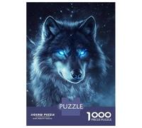 Puzzles De 1000 Pièces pour Adultes Blue-Eyed Wolf -3 Puzzle Adulte Jeux Relaxants Défi Difficile Aide À Exercer Le Cerveau 52x38cm/1000pcs