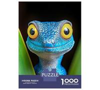 Puzzles De 1000 Pièces pour Adultes Blue Lizard with Yellow Eyes Puzzle pour Adolescents Découpe De Précision Interaction Parent-Enfant Cadeaux Anti-Stress 38x26cm/1000pcs