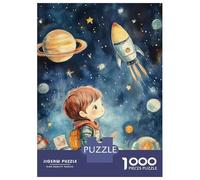 Puzzles De 1000 Pièces pour Adultes Boy Gazing at Rocket in Space Puzzle Jeux De Famille Difficile Difficile Cadeaux Uniques pour Anniversaire Et Noël 52x38cm/1000pcs