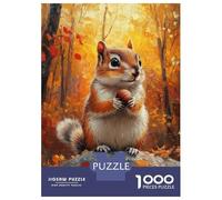 Puzzles De 1000 Pièces pour Adultes - Cadeaux Autumn Squirrel with Nut Puzzle - Jeux Amusants - Découpe De Précision - Cadeaux pour Les Amis Et La Famille 70x50cm/1000pcs