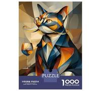 Puzzles De 1000 Pièces pour Adultes - Cadeaux Baron Cat - Cubist Sophistication with A Twist Puzzle - Jeux Amusants - Découpe De Précision - Cadeaux pour Les Amis Et La Famille 52x38cm/1000pcs