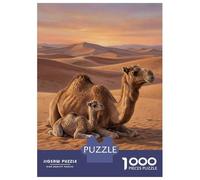 Puzzles De 1000 Pièces pour Adultes, Cadeaux Camel and Calf in Desert Landscape Puzzles pour Adultes, Jeux Relaxants, Décoration Murale, Cadeau d'anniversaire, Cadeaux, 52x38cm/1000pcs