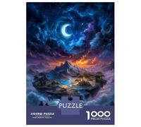 Puzzles De 1000 Pièces pour Adultes - Cadeaux Fantasy Floating Island Under Crescent Moon Puzzles pour Adultes - Jeux Familiaux - Assemblage De Motifs - Défi Éducatif 70x50cm/1000pcs