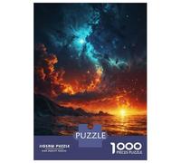 Puzzles De 1000 Pièces pour Adultes - Cadeaux Fiery Sunset Over Ocean Puzzle - Jeux Amusants pour Toute La Famille - Cadeaux pour Les Amis Et La Famille 70x50cm/1000pcs