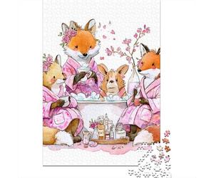 Puzzles De 1000 Pièces pour Adultes, Cadeaux Fox Family Bath Time Casse-têtes pour Adultes, Jeu De Réflexion, Analyse Et Logique, Cadeau d'anniversaire, Cadeaux, 38x26cm/1000pcs