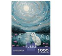 Puzzles De 1000 Pièces pour Adultes - Cadeaux Fox, Ghosts, and Moonlit Landscape Painting Puzzles pour Adultes - Jeux Familiaux - Assemblage De Motifs - Défi Éducatif 52x38cm/1000pcs