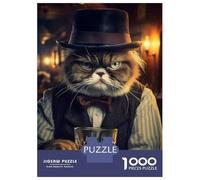 Puzzles De 1000 Pièces pour Adultes, Cadeaux Gentleman Grumpy Cat Casse-têtes pour Adultes, Jeu De Réflexion, Analyse Et Logique, Cadeau d'anniversaire, Cadeaux, 70x50cm/1000pcs