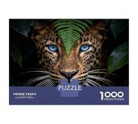 Puzzles De 1000 Pièces pour Adultes - Cadeaux Leopard with Blue Eyes Puzzle - Jeux Amusants pour Toute La Famille - Cadeaux pour Les Amis Et La Famille 38x26cm/1000pcs
