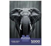 Puzzles De 1000 Pièces pour Adultes - Cadeaux Monochrome Elephant in The Rain Puzzle - Jeux Amusants pour Toute La Famille - Cadeaux pour Les Amis Et La Famille 38x26cm/1000pcs