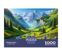 Puzzles De 1000 Pièces pour Adultes - Cadeaux Mountain Valley with Flowers Puzzle - Jeux Amusants - Découpe De Précision - Cadeaux pour Les Amis Et La Famille 38x26cm/1000pcs