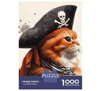 Puzzles De 1000 Pièces pour Adultes - Cadeaux Pirate Cat Portrait Puzzle - Jeux Amusants - Découpe De Précision - Cadeaux pour Les Amis Et La Famille 70x50cm/1000pcs