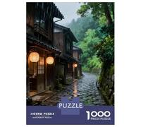 Puzzles De 1000 Pièces pour Adultes, Cadeaux Rainy Japanese Street with Lanterns Puzzles pour Adultes, Jeux Relaxants, Décoration Murale, Cadeau d'anniversaire, Cadeaux, 52x38cm/1000pcs