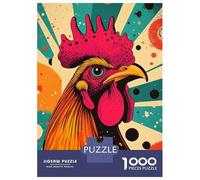 Puzzles De 1000 Pièces pour Adultes - Cadeaux Retro Rooster Illustration Vibrant Rooster Striking Pop Art Farm Animal Print Puzzles pour Adultes - Jeux Familiaux - Assemblage De Motifs - Défi Éducat