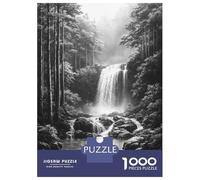 Puzzles De 1000 Pièces pour Adultes - Cadeaux Tranquil Waterfall in Misty Forest - Charcoal Art Puzzles pour Adultes - Jeux Familiaux - Assemblage De Motifs - Défi Éducatif 38x26cm/1000pcs